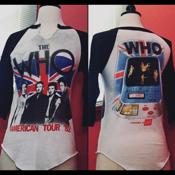 Vintage Tops - THE WHO - AMERICAN TOUR 82 AUTH. VINTAGE ROCK BASEBALL TEE - OG T-SHIRT (repost)